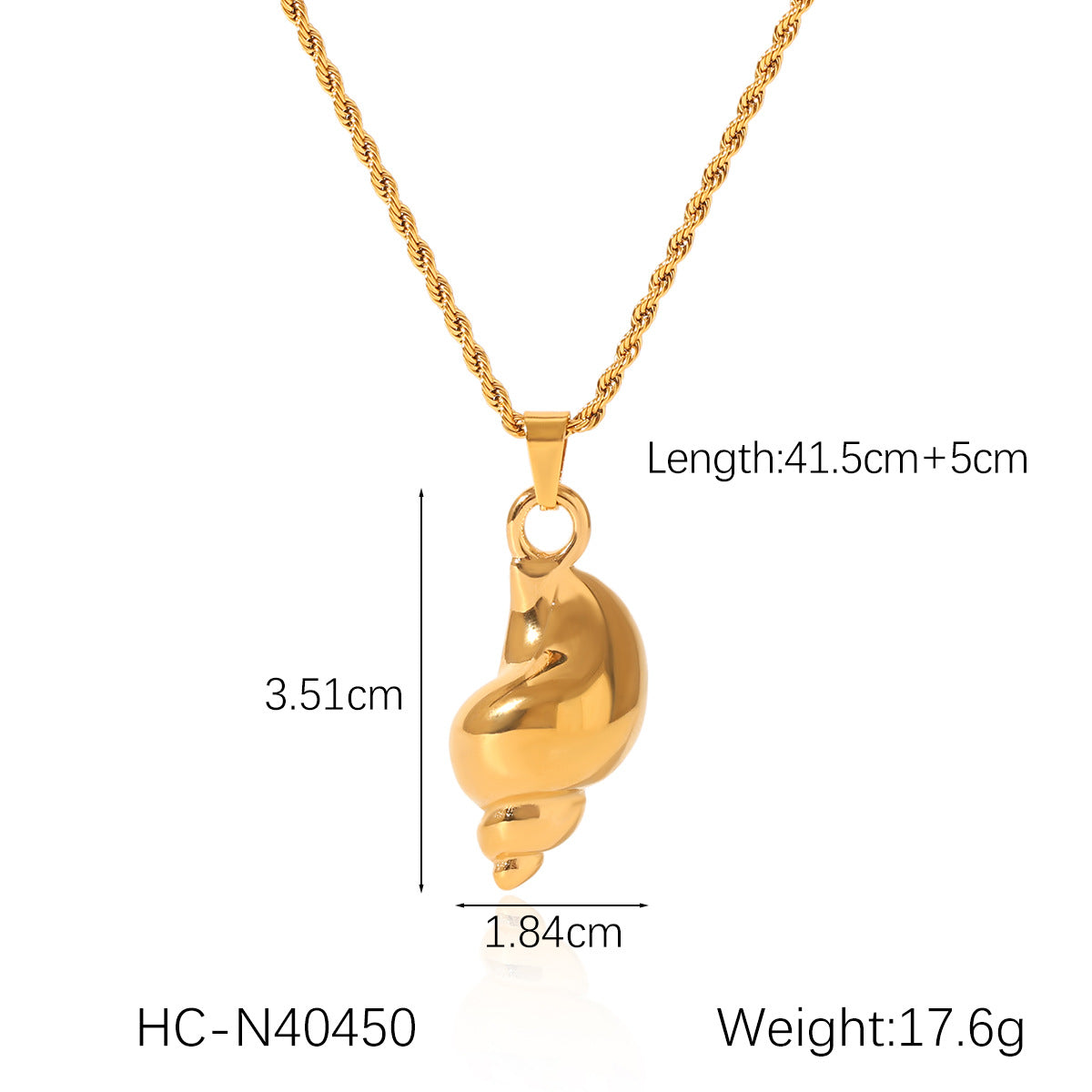 Ocean Scenery Stainless Steel Conch Pendant Necklace Fashion Necklace Titanium Steel Twisted Chain