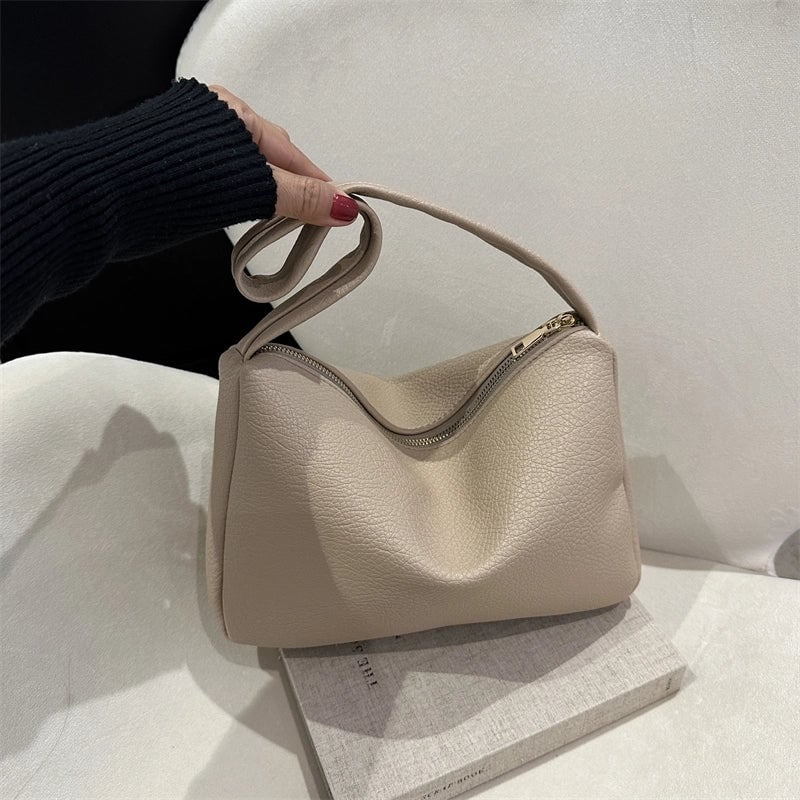 Women's Pu Leather Solid Color Vintage Style Square Zipper Shoulder Bag Crossbody Bag