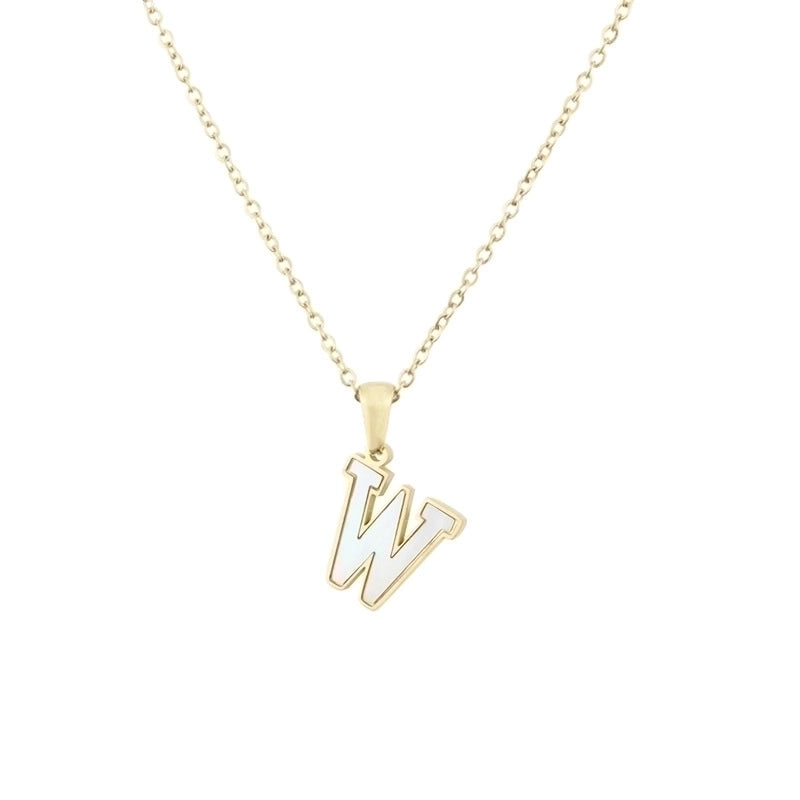 304 Stainless Steel Titanium Steel 18K Gold Plated Minimalist Plating Inlaid Shell Letter Shell
