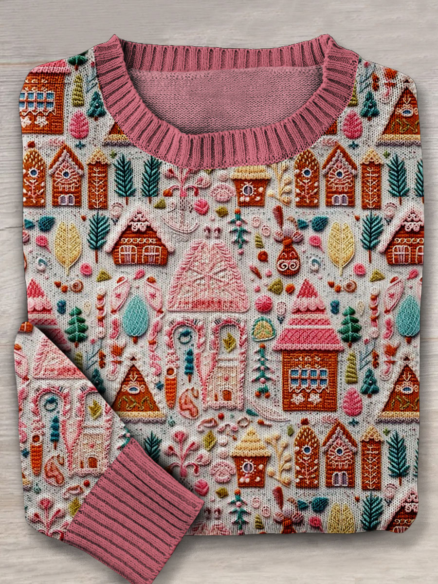 Pink Christmas Art Print Sweater