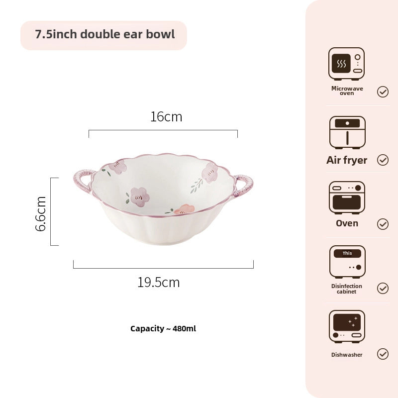 Purple Ceramic Bowl And Dish Set Household  Bowl And Dish Fresh Dinner Housewarming Dish Bowl And Chopsticks Set