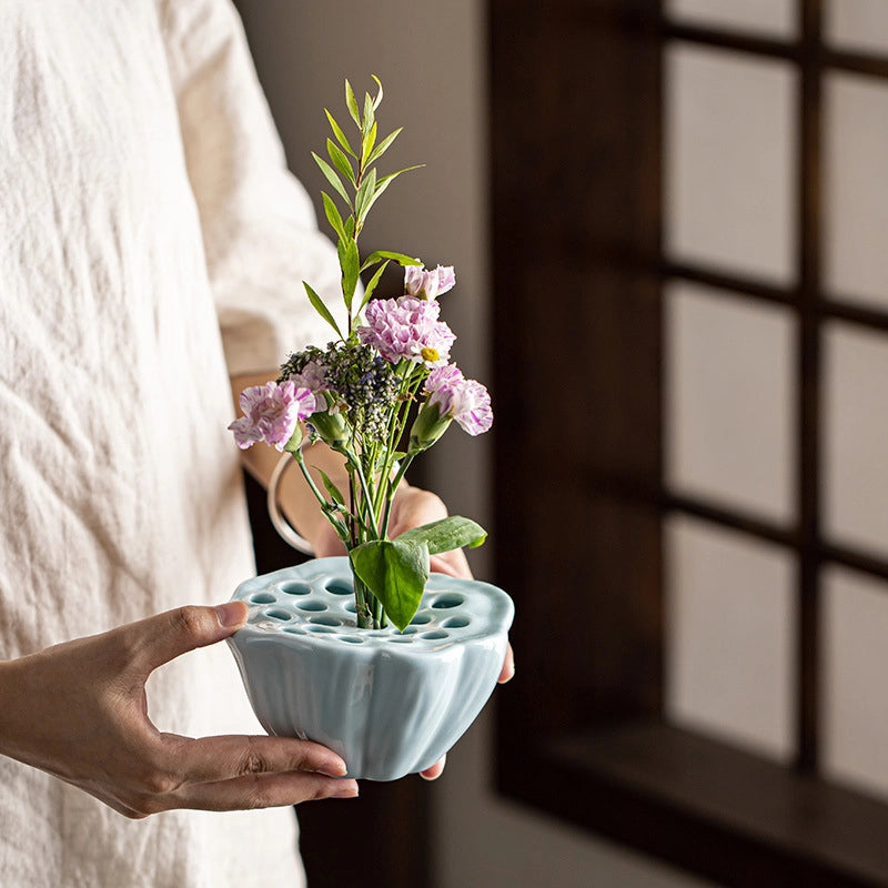 Ceramic Water Bottle Holder Small Dry Bubble Table Zen Living Room Chinese Flower Arrangement Bowl Dried Flower Flower Hydroponic Ware Ornaments