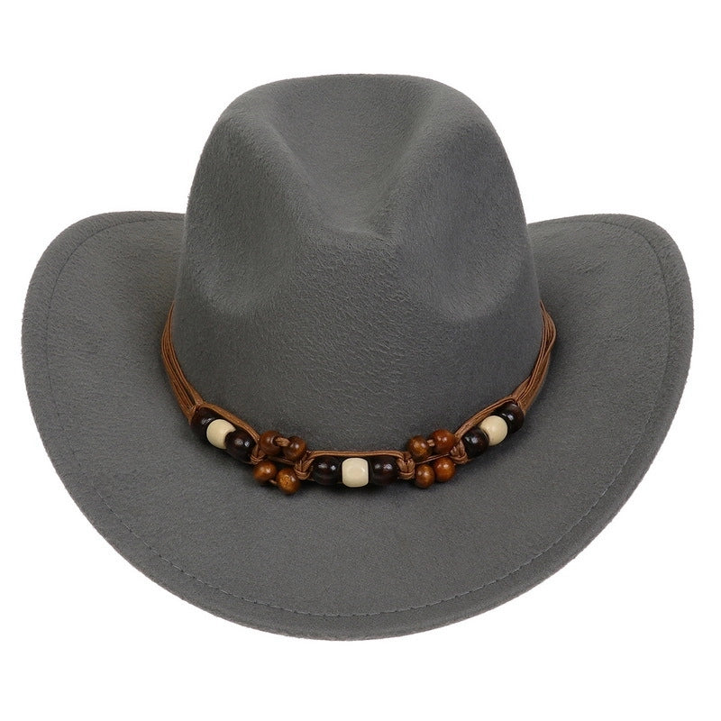 Tibetan Western Denim Top Hat Spring And Autumn New Jazz Hat Big Brim Five-pointed Star Belt Accessories Felt Hat For Men And Women
