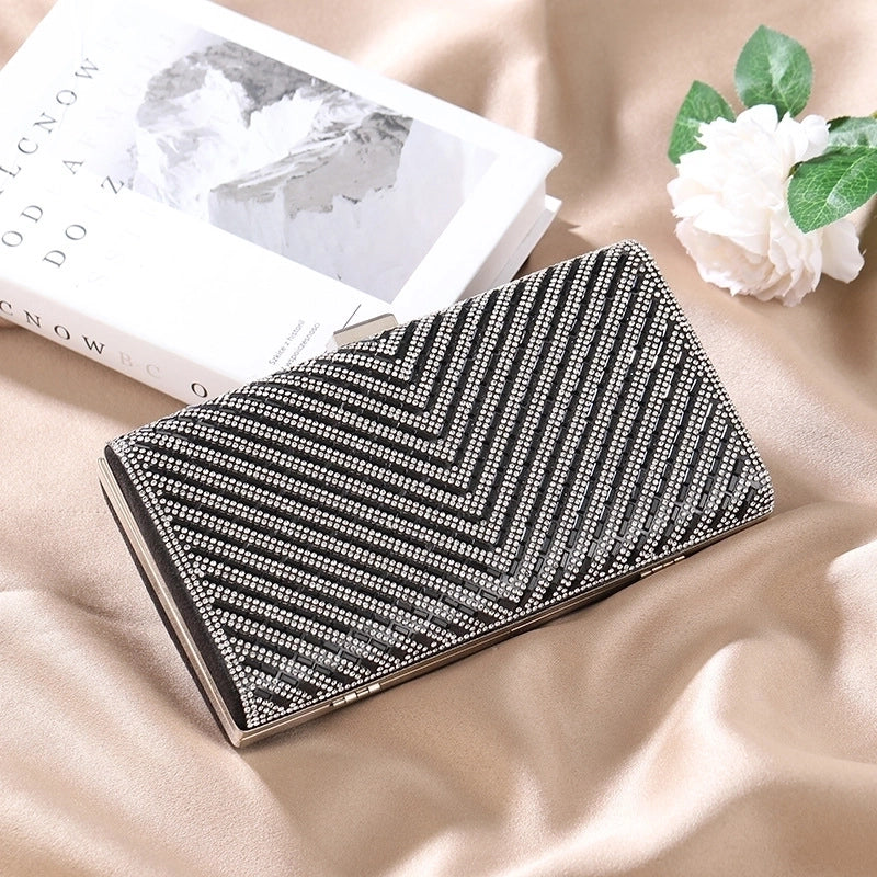 Women's Polyester Stripe Vintage Style Square Magnetic Buckle Evening Bag