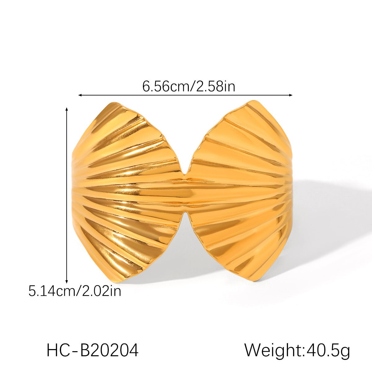 18K Gold Stainless Steel Hollow Texture Leaf Flower Bow Open Bracelet Jewelry