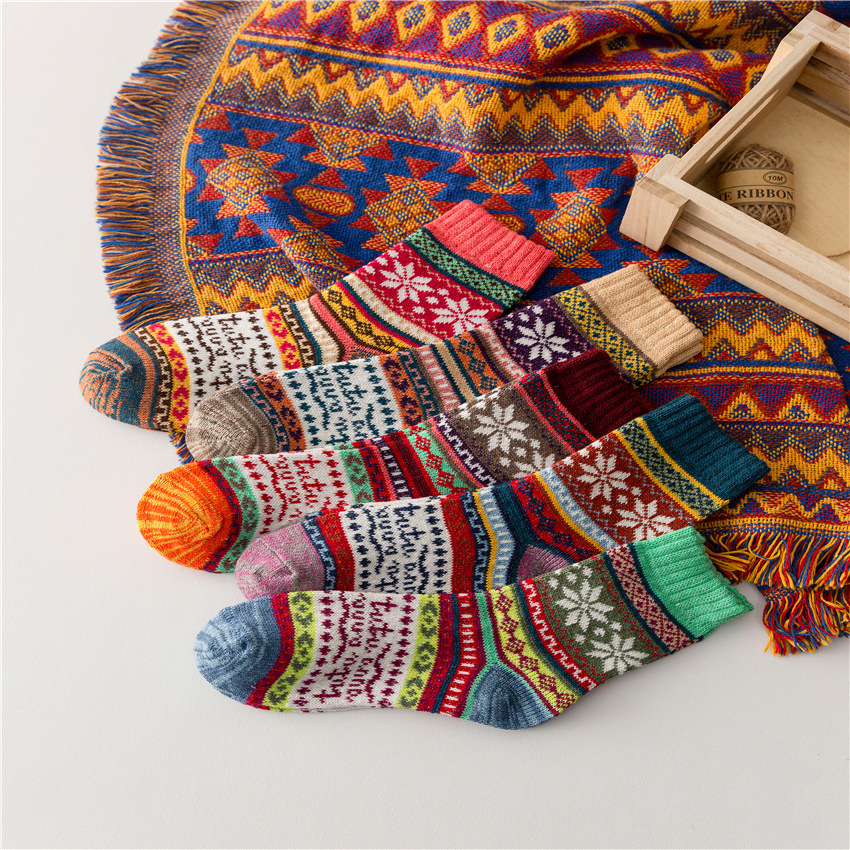 Ethnic Knitted Thick Needle Retro Socks