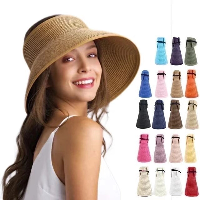 3 Pieces Women'S Minimalist Solid Color Big Eaves Sun Hat