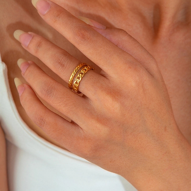 Minimalist Classic Style Leaf Heart Shape Flower Titanium Steel Plating Rings