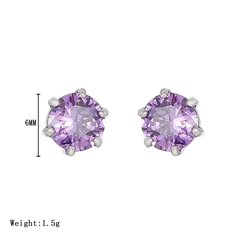 1 Pair Minimalist Round Inlay 304 Stainless Steel Zircon White Gold Plated Gold Plated Ear Studs