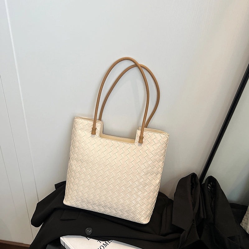Women's Medium Pu Leather Solid Color Streetwear Square Zipper Tote Bag