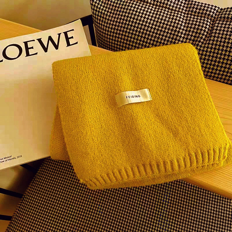 Internet Celebrity Solid Color Wool Knitted Scarf Women's Autumn And Winter New Student Couple Warm Small Scarf