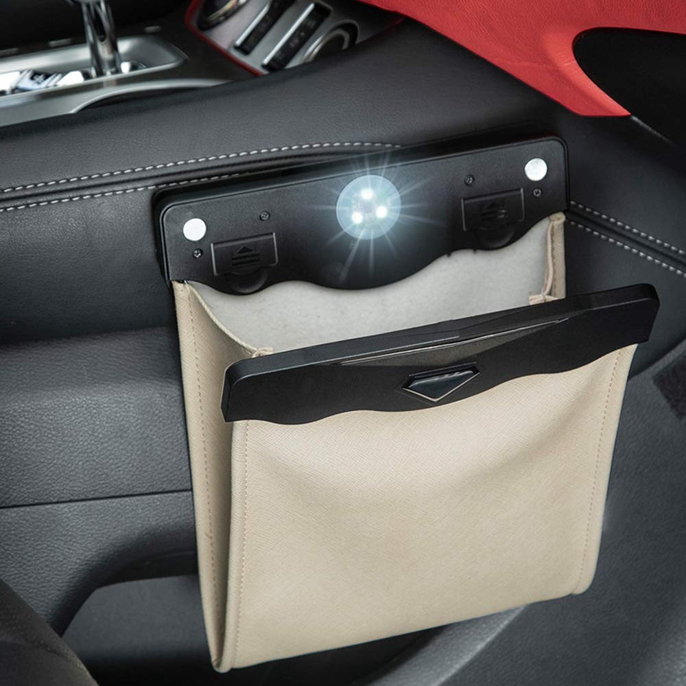 Smart LED Waterproof Car Leather Trash Can