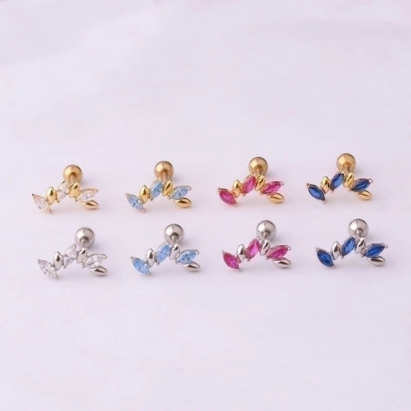 Ear Cartilage Rings & Studs Fashion Geometric 316L Stainless Steel  Copper Plating Inlay Zircon