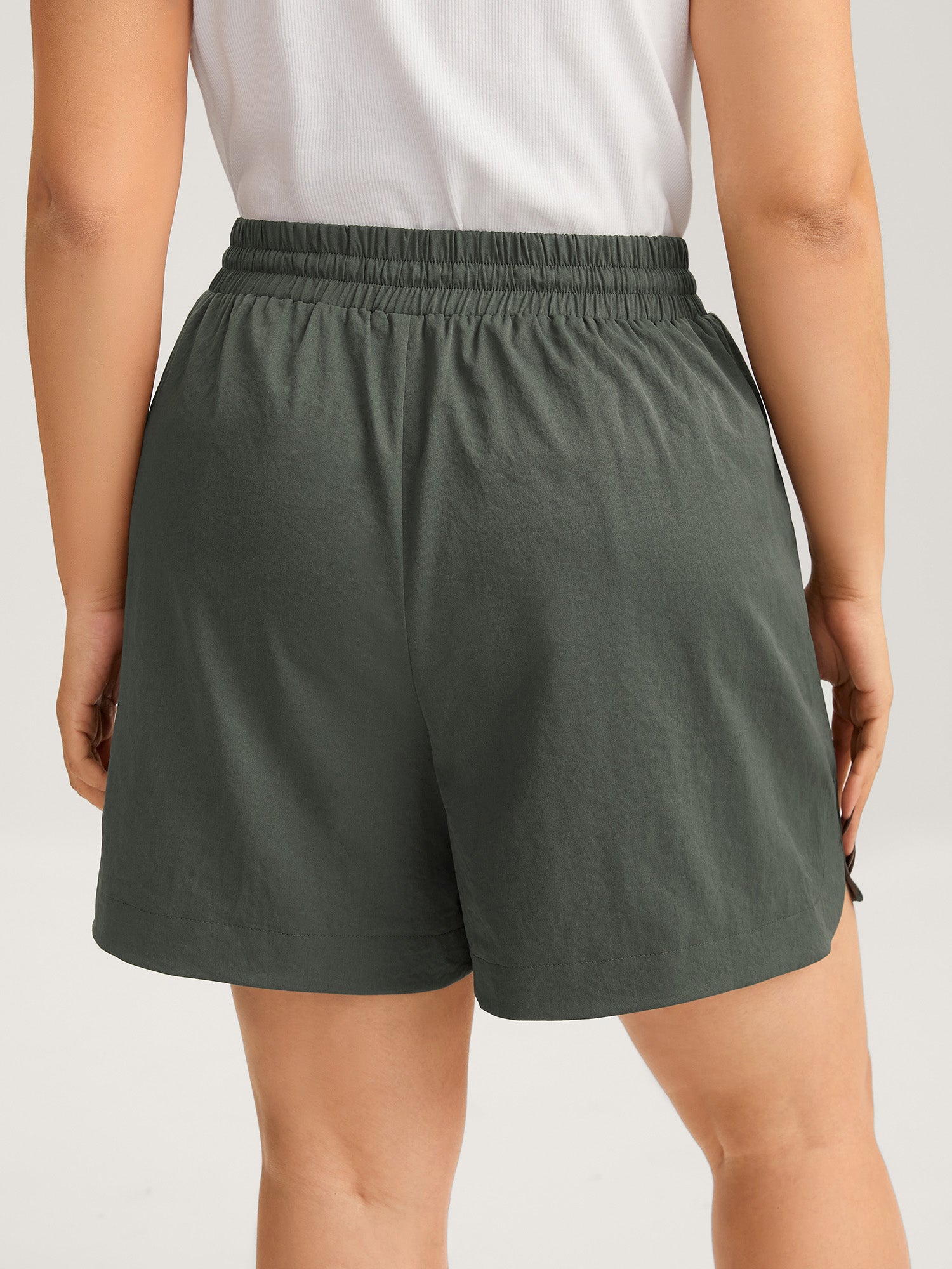 Waist-Tie Solid Wide-Leg Shorts