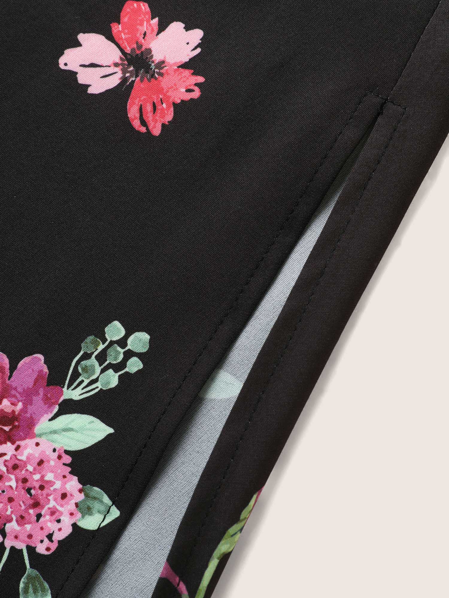 Boho Print V Neck Elastic Waist Dress