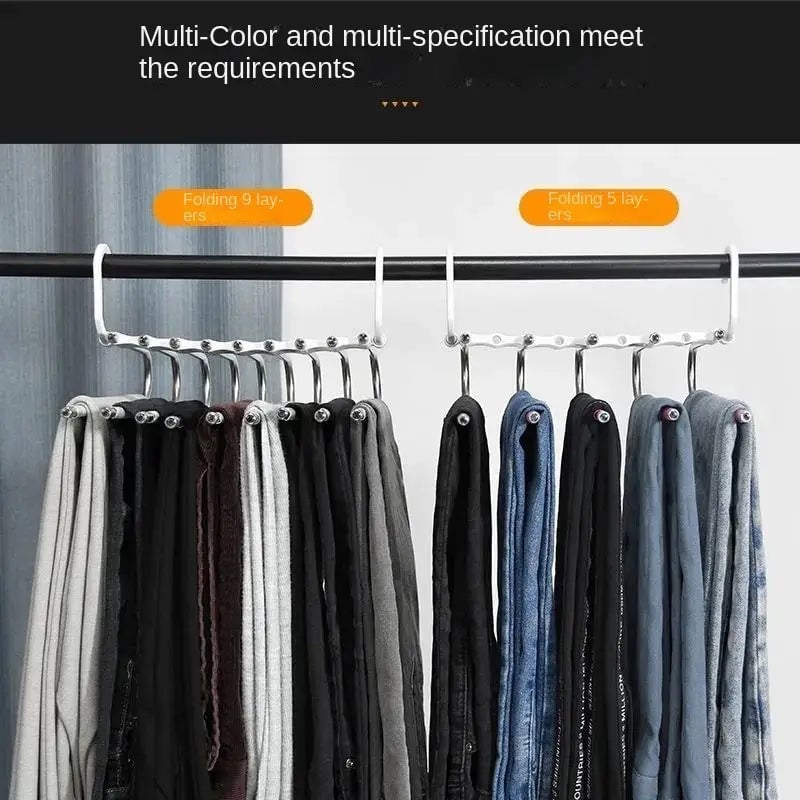 🔥 Space-Saving Solution: 🔥 Foldable Stainless Steel Pants Hanger