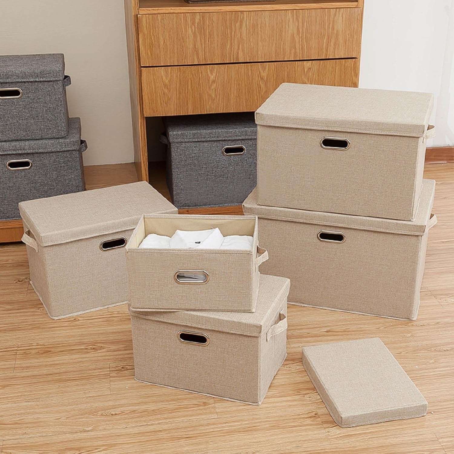 Foldable Storage Case. Foldable. Storage Box. With Lid. Clothes Storage Box. Toy Organizer. Large Capacity. With Lid. Metal Handle. Clothes Storage Box. Documents Organizer. Clothes Case. Toy Multi-functional