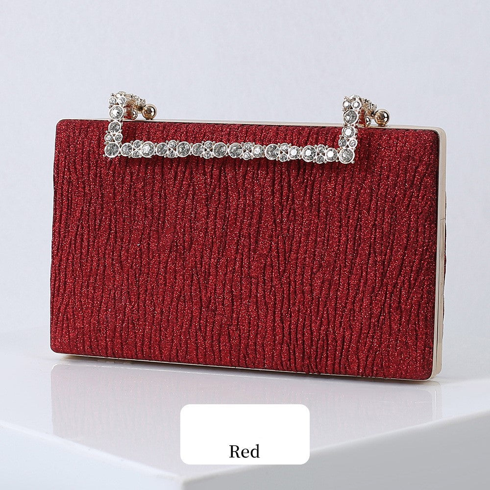 Pleated Diamond Oxford Cloth Evening Clutch