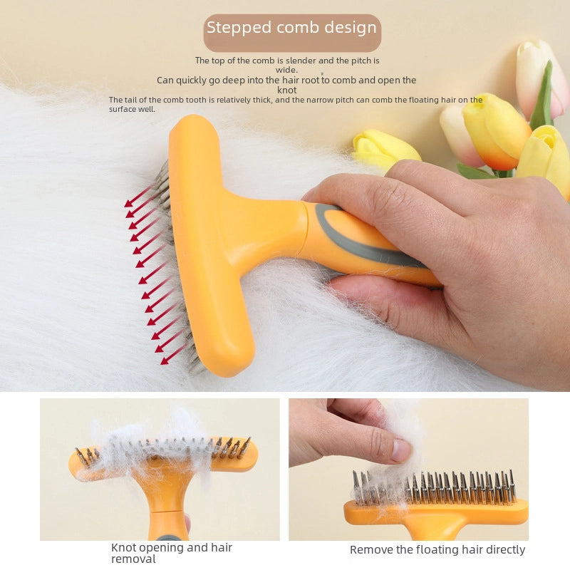 Pet Supplies Double Row Nail Rake Comb Dog Comb Teddy Pet Needle Comb Open Knot Hair Brush Beauty Rake Comb