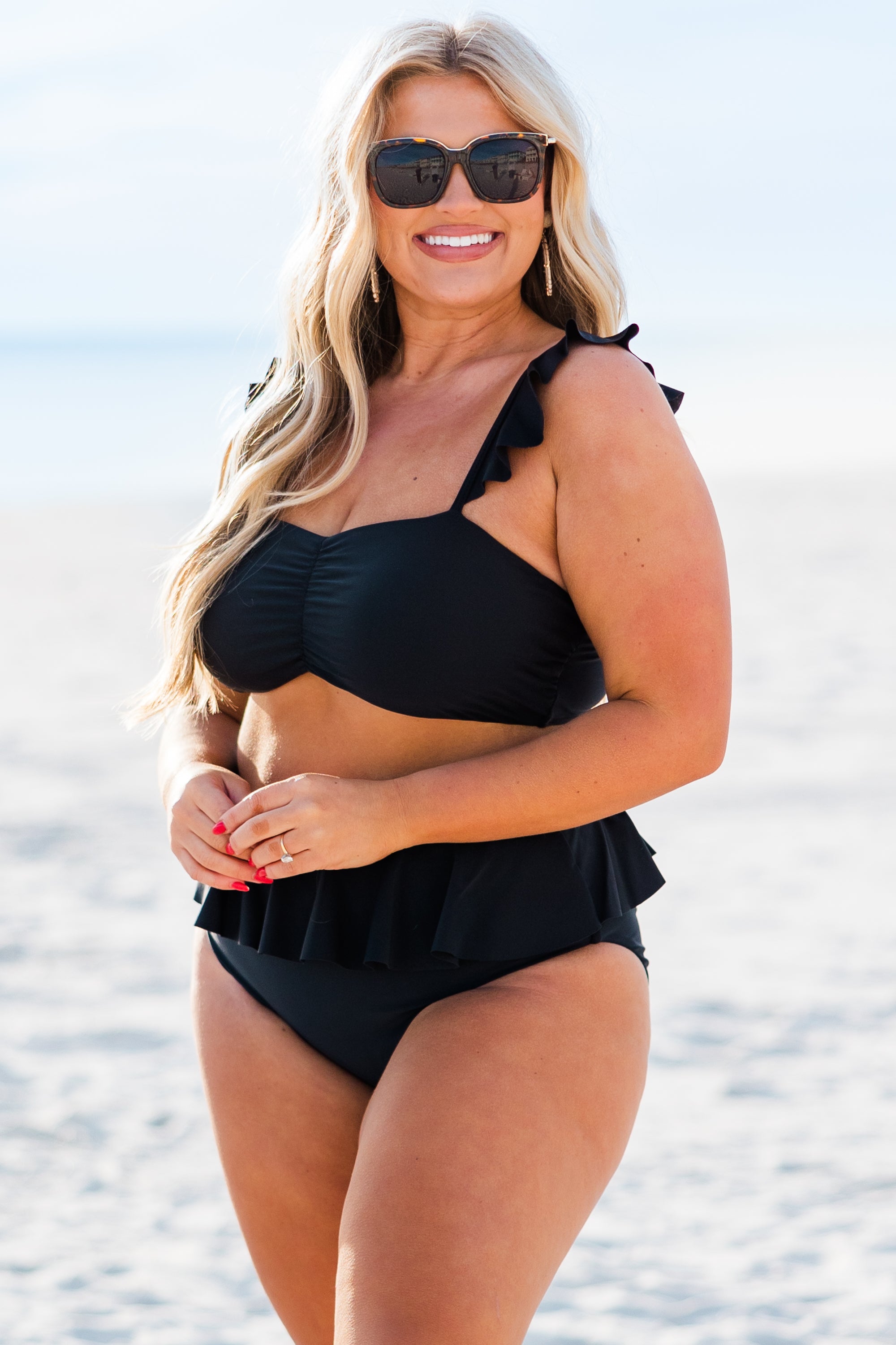 Sugar Sands Swim Top. Black