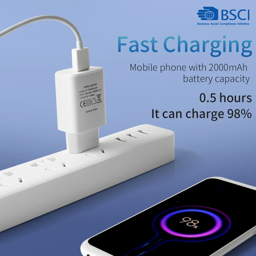 Quick Charger USB power 5V 2A EU US Plug Travel Wall Charger with Micro USB Data Cable