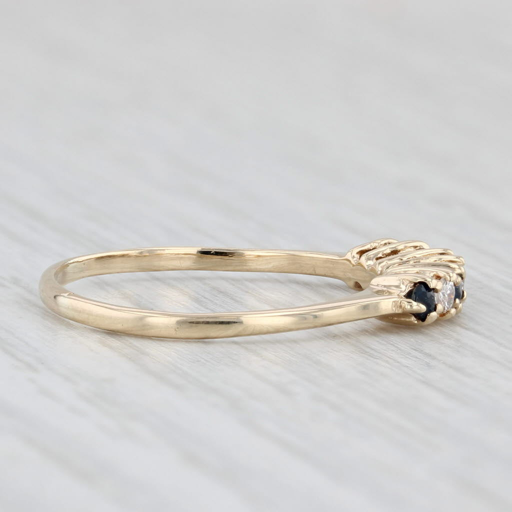 0.21ctw Blue Sapphire Diamond Ring 10k Yellow Gold Stackable Size 7