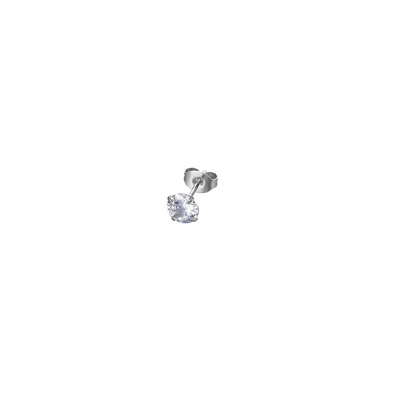 Minimalist Geometric Stainless Steel Inlaid Zircon Ear Studs 1 Piece