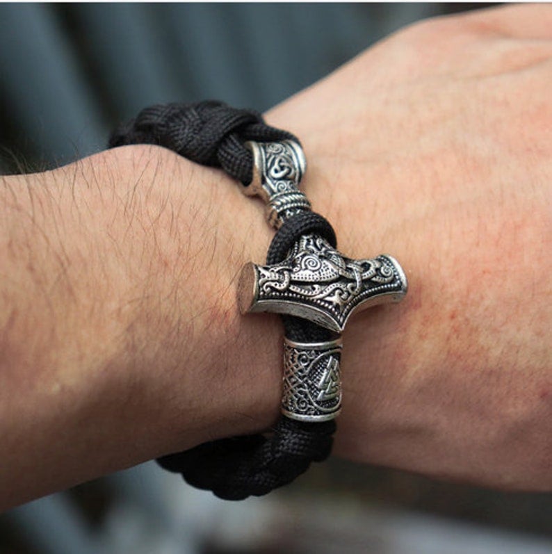 Thor's Hammer Bracelet | Handmade S925 Silver Viking Rope Bracelet |  Vikings Bracelet