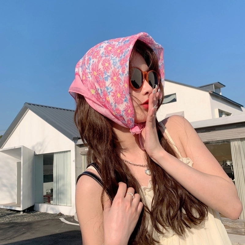 Women's Sweet Pastoral Flower Polyester Printing Bandanas