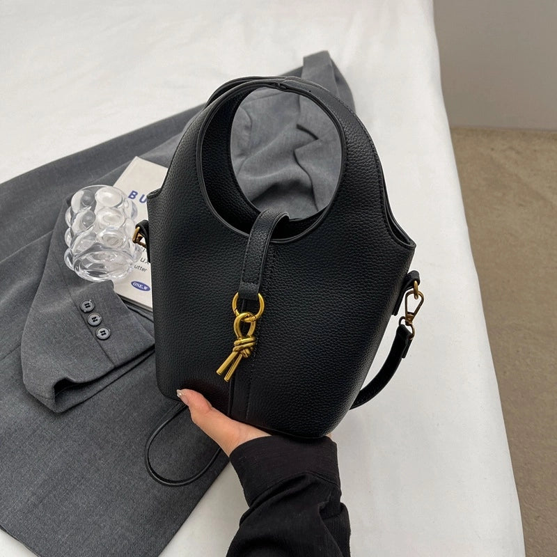 Women's Medium Pu Leather Solid Color Vintage Style Classic Style Bucket Zipper Bucket Bag