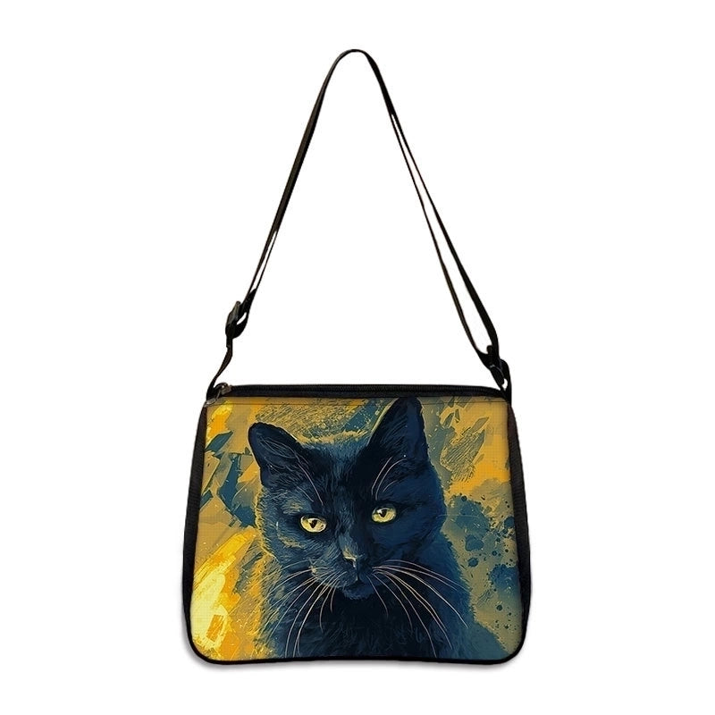 Women's Small All Seasons Polyester Cartoon Cat Vintage Style Square Zipper Underarm Bag