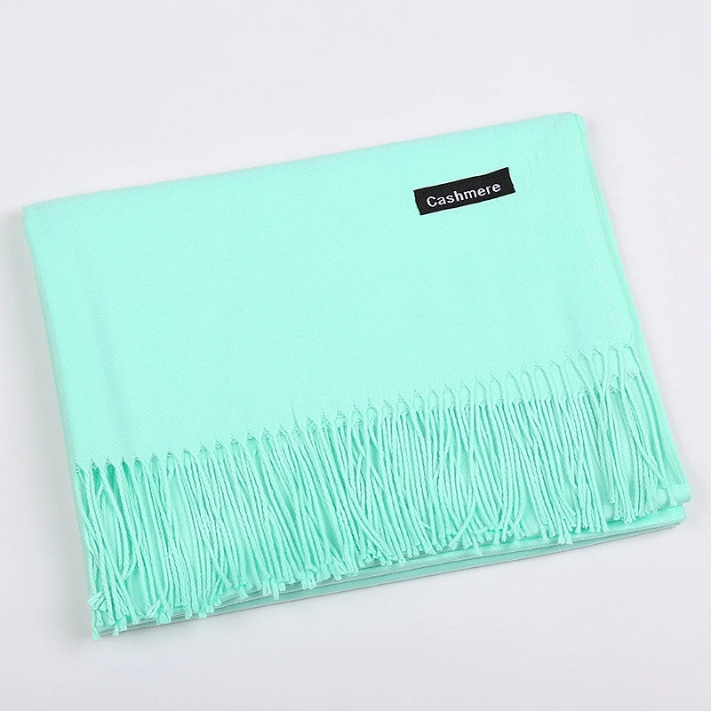 Pure Color Cashmere Scarf Women's Autumn And Winter Popular 220g Light Board Tassel Warm Shawl Travel Gift