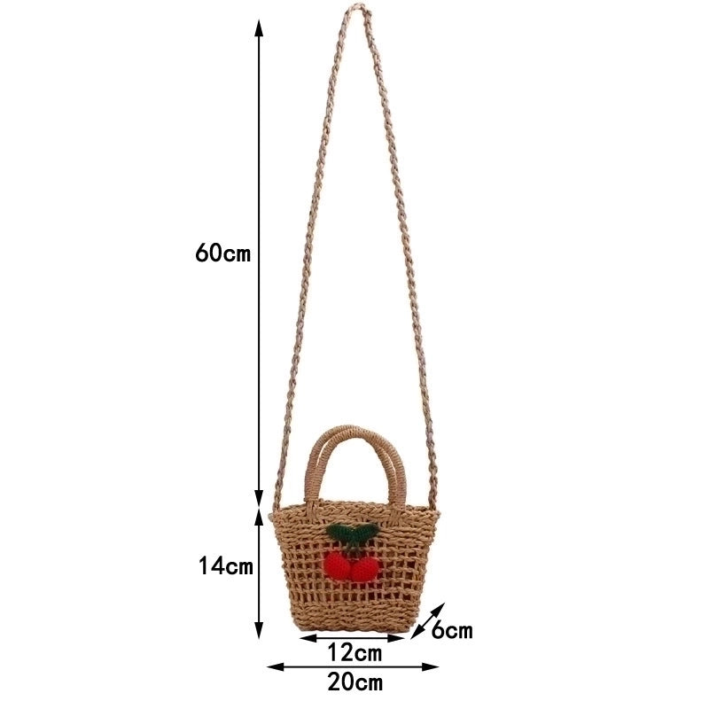 Women's Mini Spring&summer Cotton Rope Fruit Solid Color Vintage Style Square String Straw Bag