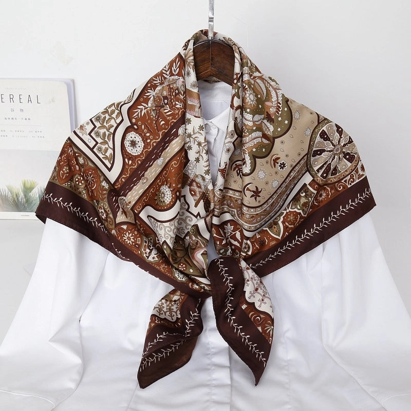 Women's Casual Printing Satin Polyester Silk Scarf