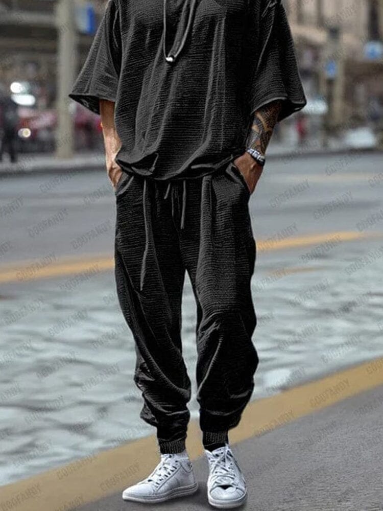 Comfy Textured T-shirt Pants Set