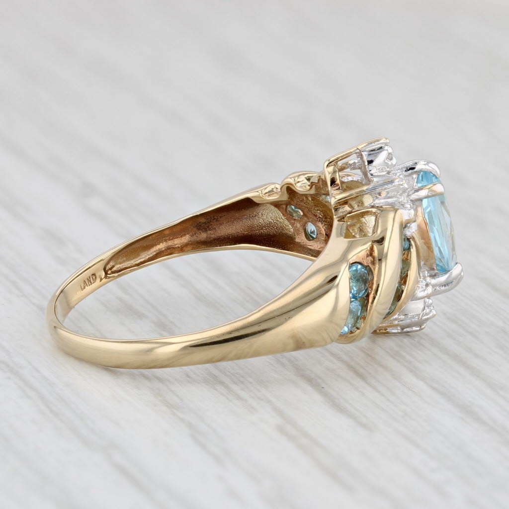 1.26ctw Marquise Blue Topaz Diamond Ring 10k Yellow Gold Size 8.75