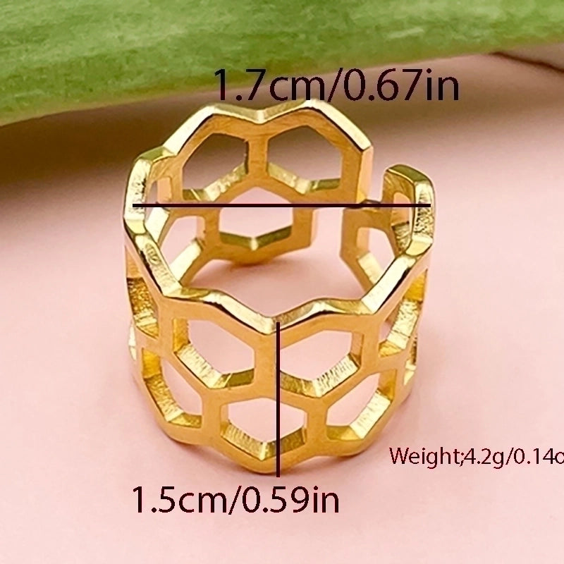 Retro Geometric 304 Stainless Steel 14K Gold Plated Irregular Stainless Steel Rings