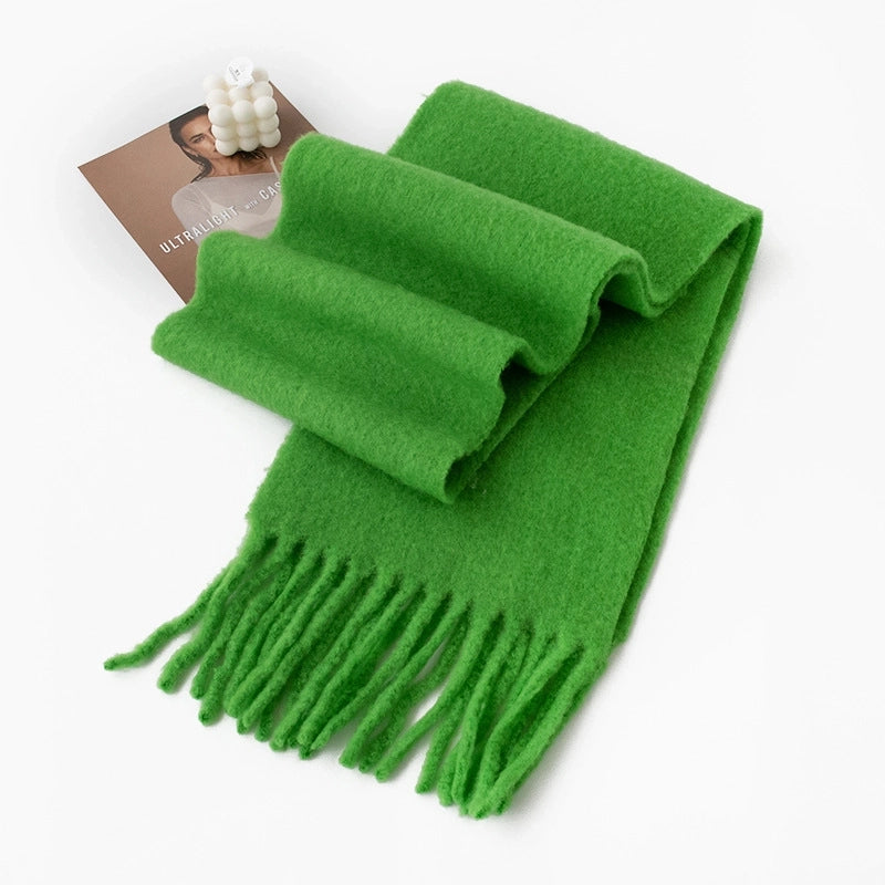 Women's Sweet Minimalist Solid Color Nylon Tassel Scarf