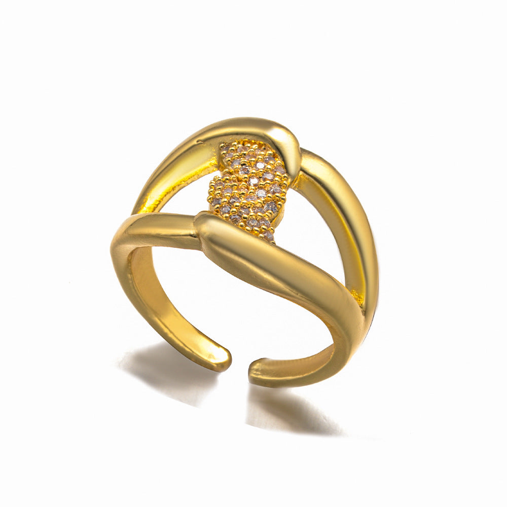 Autumn And Winter Rings Inlaid With Zircon