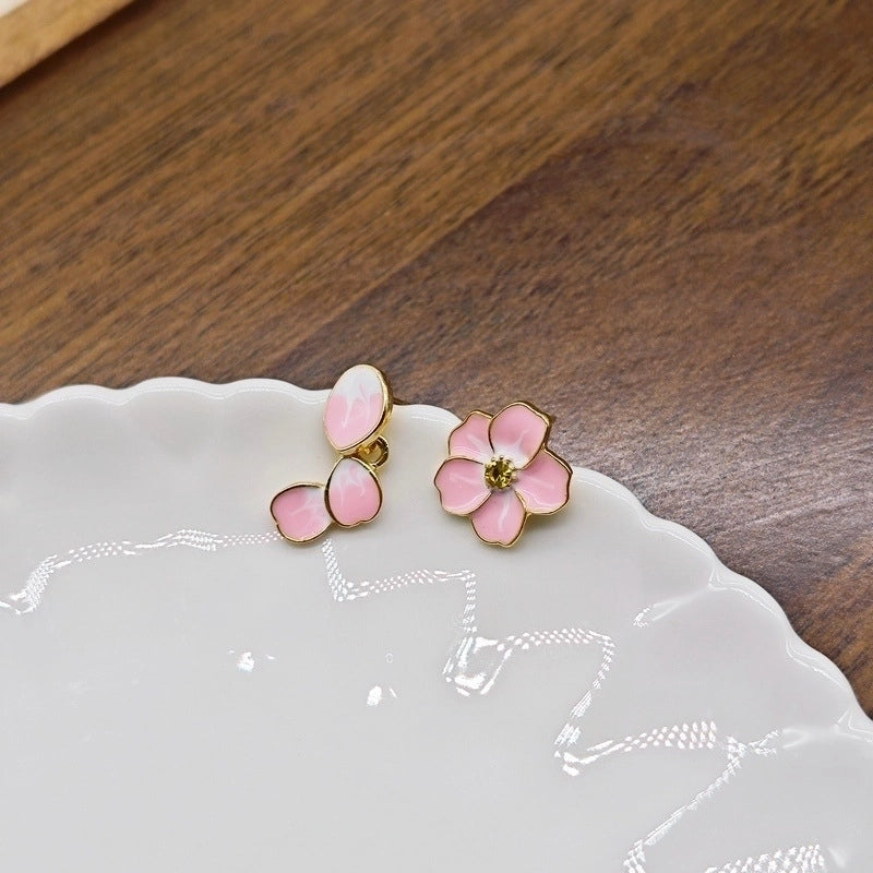 3 Pieces Sweet Heart Shape Rose Flower Inlay Imitation Pearl Alloy Rhinestones Earrings