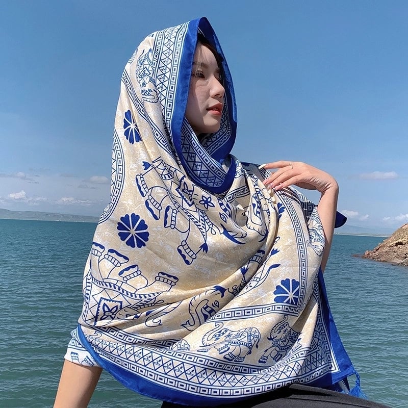 Women's Elegant Printing Cotton And Linen Shawl