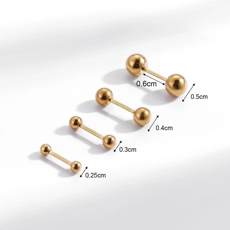 1 Pair Ear Cartilage Rings & Studs Minimalist Geometric 316L Stainless Steel  Plating