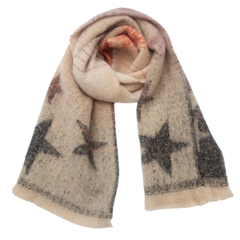 Women's Casual Minimalist Color Block Star Polyester Scarf