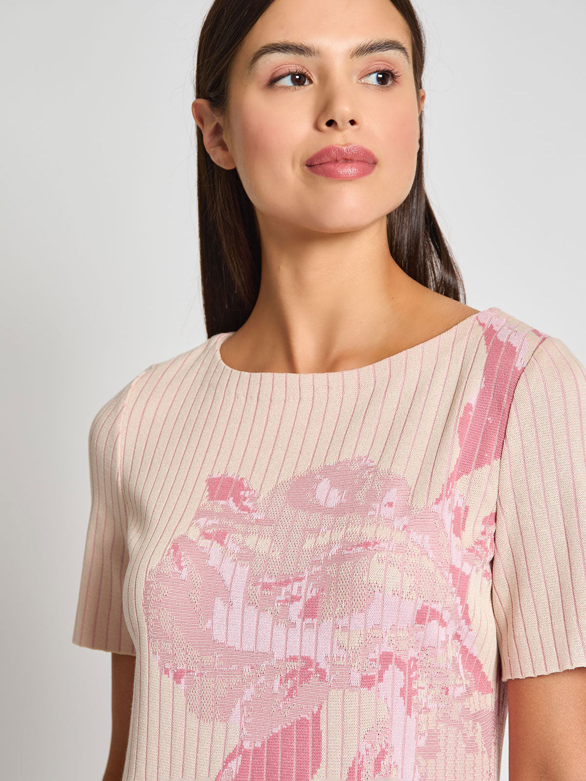 Floral A-Line Jacquard Soft Knit Dress - Modern Fit
