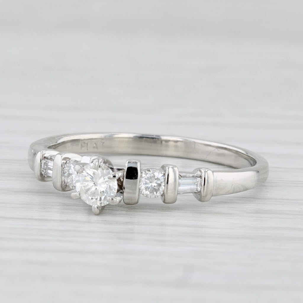 0.38ctw Round Diamond Engagement Ring Platinum Size 8.75 Solitaire w/ Accents