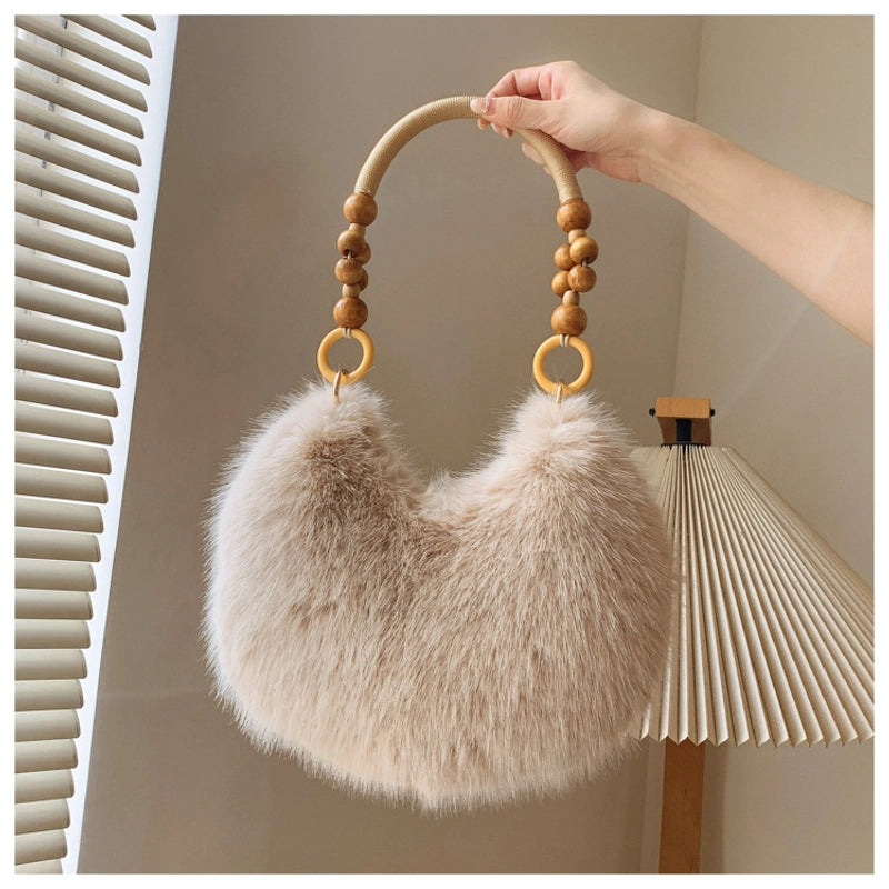 Women's Medium Plush Solid Color Classic Style Streetwear Pillow Shape Zipper Underarm Bag