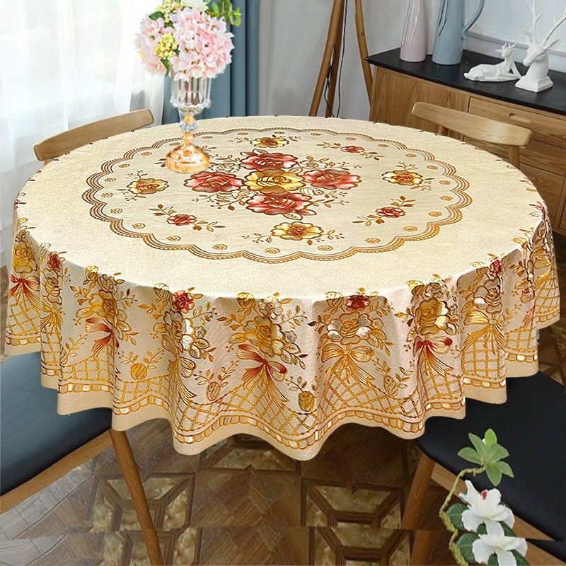 Elegant Classic Style Geometric Flower PVC Tablecloths Artificial Decorations