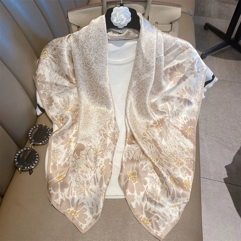Women's Elegant Minimalist Printing Silk Printing Silk Scarf