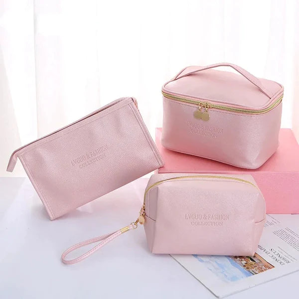 Large Capacity 3Pcs PU Travel Cosmetic Bag