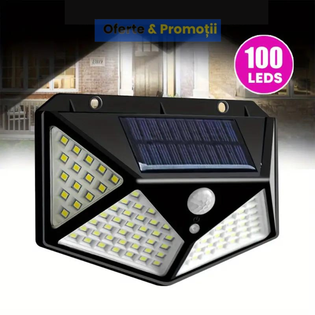 Lampa solara cu senzor de miscare. 100 LED